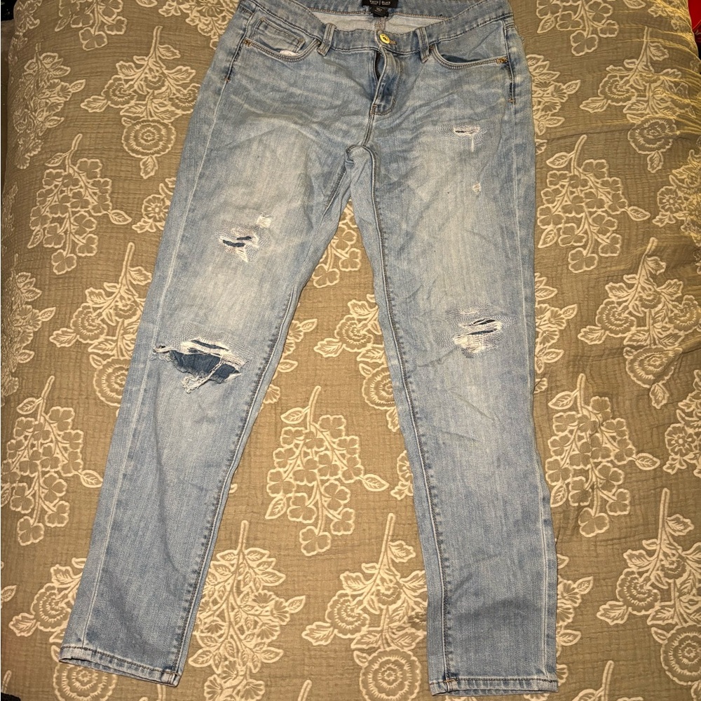 White House/ Black Market Distressed Light Blue Women's Jeans